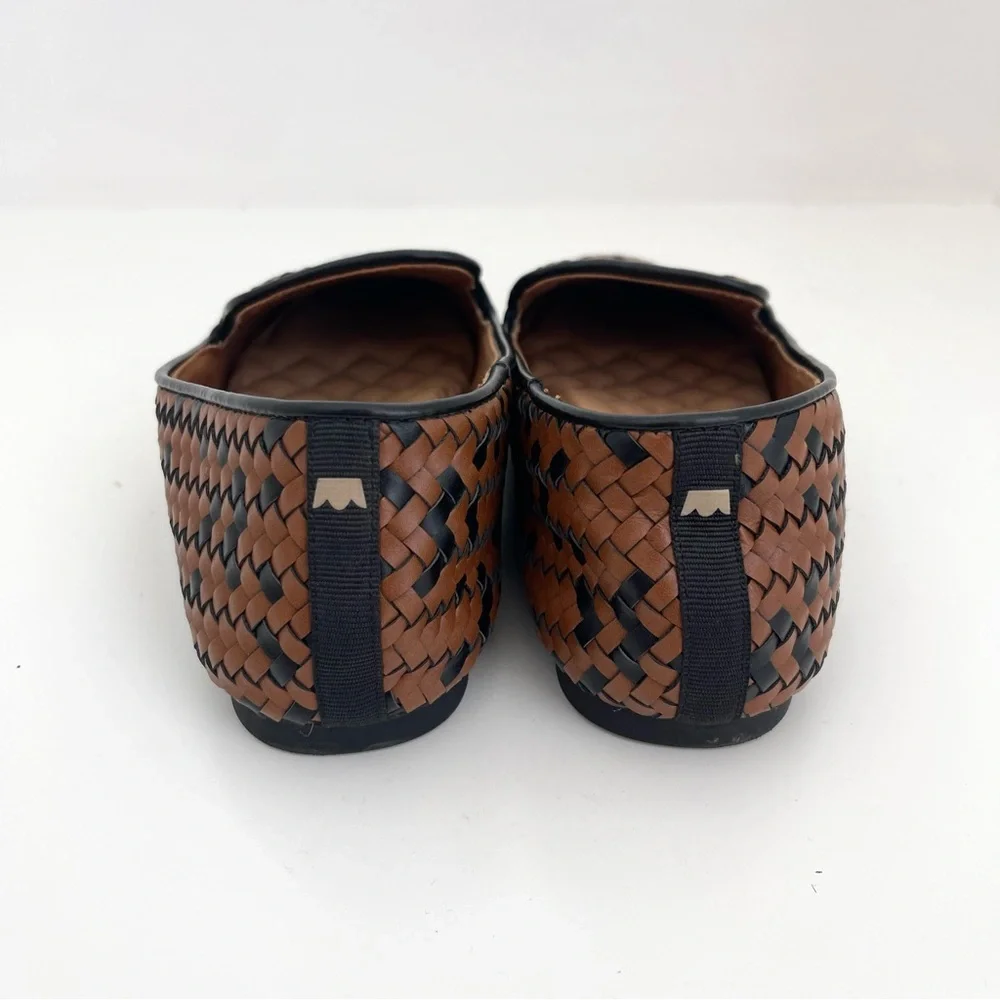 Birdies Woven Leather Loafers in Brown and Black